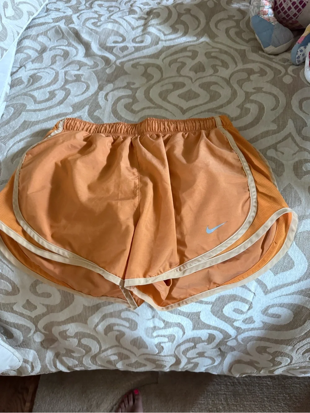 Nike Women's Orange Athletic Running Shorts with Cream Trim